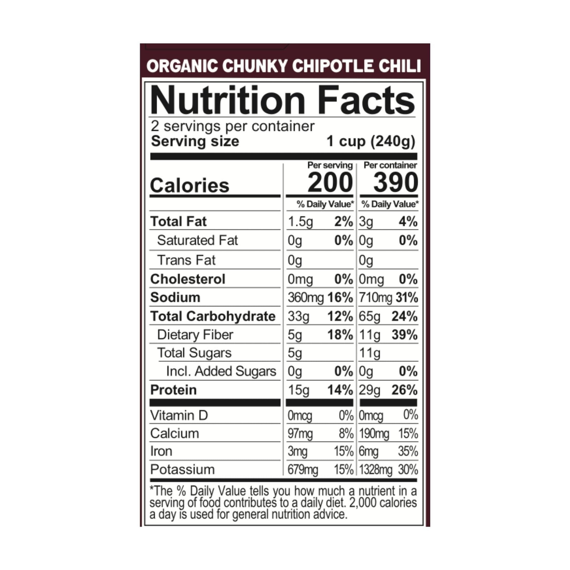 (6 pack) PLANTSTRONG Chunky Chipotle Chili - Protein Packed, Shelf-Stable, Great Source of Fiber