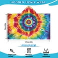 thumbnail image 2 of Colorful Rainbow Tie Dye Spiral Pattern Hooded Bath Towel，50"x30" for Ages 3 To 12 Kids, Quick Dry Lightweight Soft Microfiber Hood Beach Towel Cover Up for Kids, 2 of 7