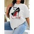 thumbnail image 1 of Walk By Faith Print T-shirt, Casual Short Sleeve Crew Neck Top For Spring & Summer, Women's Clothing, 1 of 6