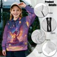 thumbnail image 6 of COEQINE Girls Quarter Zip Pullover with Collar, Cute Loose Fit Long Sleeve Sweatshirt, Soft Printed Polyester Machine Washable for 5-6 Year Olds, Dragon Star Starry, 6 of 7