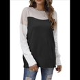 thumbnail image 3 of Suéter Oversize con Bloques de Color para Mujer: Cuello Redondo, Punto Acanalado, Hombros Caídos, Larga Negro L, 3 of 9