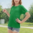 thumbnail image 6 of ZOYOEN Girls T Shirts 2025- Trendy Lace Short Sleeve Casual Cute Kids Summer Tops Green Size 4, 6 of 9