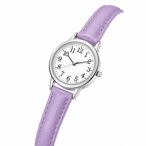 AURENIX 2026 New Women'S Watches, Classic Quartz Watch with Luminous Easy Read Dial, Leather Watch Band, Vintage Small Face Round Watches for Women, Birthday Gift for Ladies - Purple