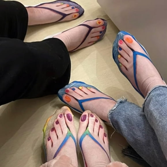 5 Pair Manicure Print Socks Flip Flop Print Socks 3D Pattern Socks Casual Personalized Flip Flop Socks Low Cut Ankle Socks