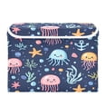 thumbnail image 7 of Yayeee Collapsible Cube Storage Bin with Lid Fabric Closet Decorative Basket with Handles, Yellow Jellyfish, 7 of 7