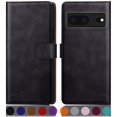 thumbnail image 1 of Suanpot Para Google Pixel 7 5G Funda Tipo Cartera Con Bloqueo Rfid Titular De La Tarjeta De Crédito Flip Book Pu Funda Protectora De Cuero Mujeres Hombres Para Pixel 7 Funda Del Teléfono Negro, 1 of 5