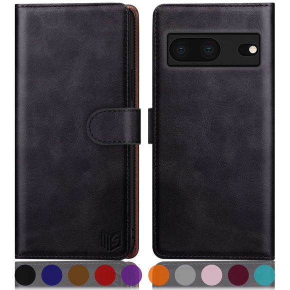 Suanpot Para Google Pixel 7 5G Funda Tipo Cartera Con Bloqueo Rfid Titular De La Tarjeta De Crédito Flip Book Pu Funda Protectora De Cuero Mujeres Hombres Para Pixel 7 Funda Del Teléfono Negro