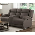 thumbnail image 3 of Chocolate Color Polished Microfiber Upholstered Reclining Sofa Set 3pc Sofa Console Loveseat Chair Modern Living Room, 3 of 7