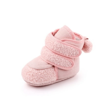 

Difumos Baby Boys Girls Snow Boots First Walkers Warm Bootie Mid Calf Plush Booties Walking Comfort Winter Shoe Cute Magic Tape Crib Shoes Pink 5C