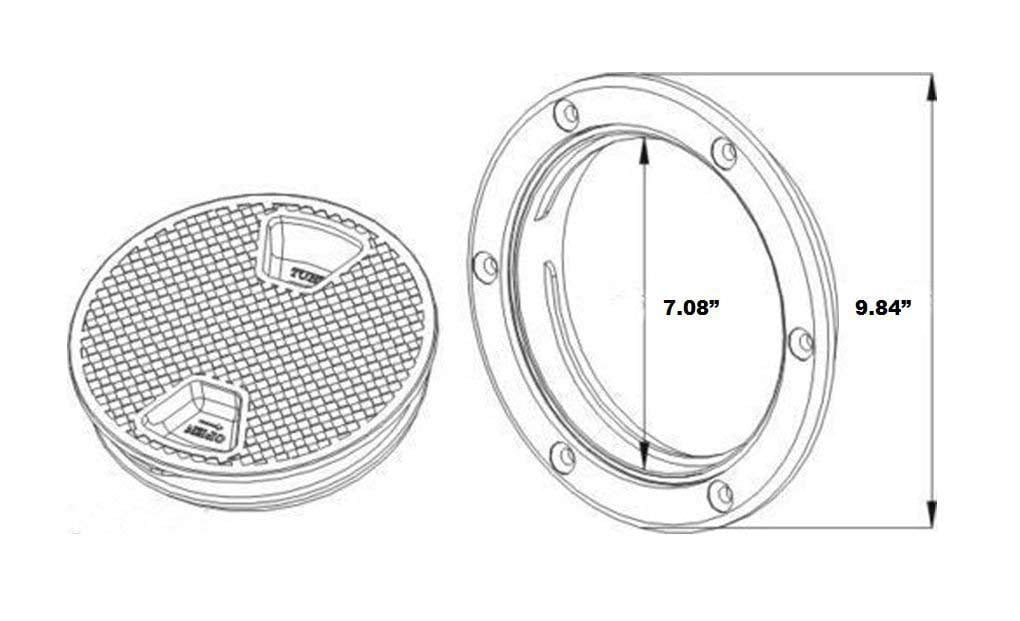7 Opening Size 10 External Diameter DasMarine 2Pack of 7 inch Hatch Round Non Slip Inspection Hatch w/Detachable Cover for Marine Boat Yacht 