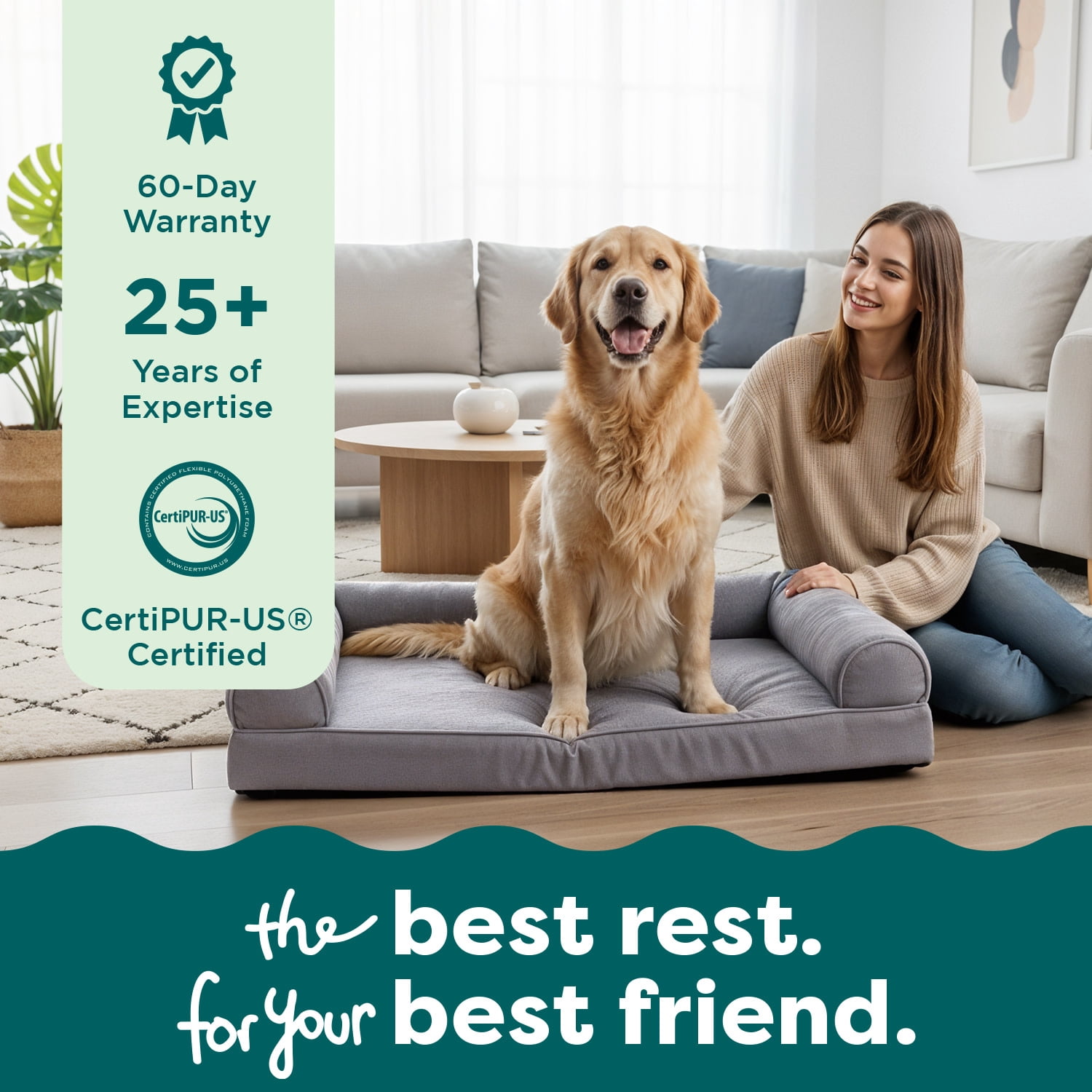 FurHaven Pet Products Luxe Fur & Performance Linen Orthopedic Sofa Pet Bed for Dogs & Cats - Charcoal, Jumbo Plus