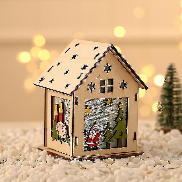 Adorno Navideño con Luz LED para el Hogar, Decoración Luminosa de Madera para Escritorio, Regalos