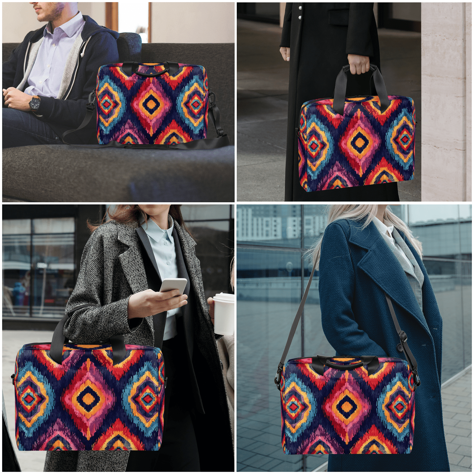 Herdesigns Aztec Southwestern Native Laptop Bag for Women Men, Computer Case Briefcase Messenger Bags, 15-15.6 inch Laptop Sleeve Shoulder Bag