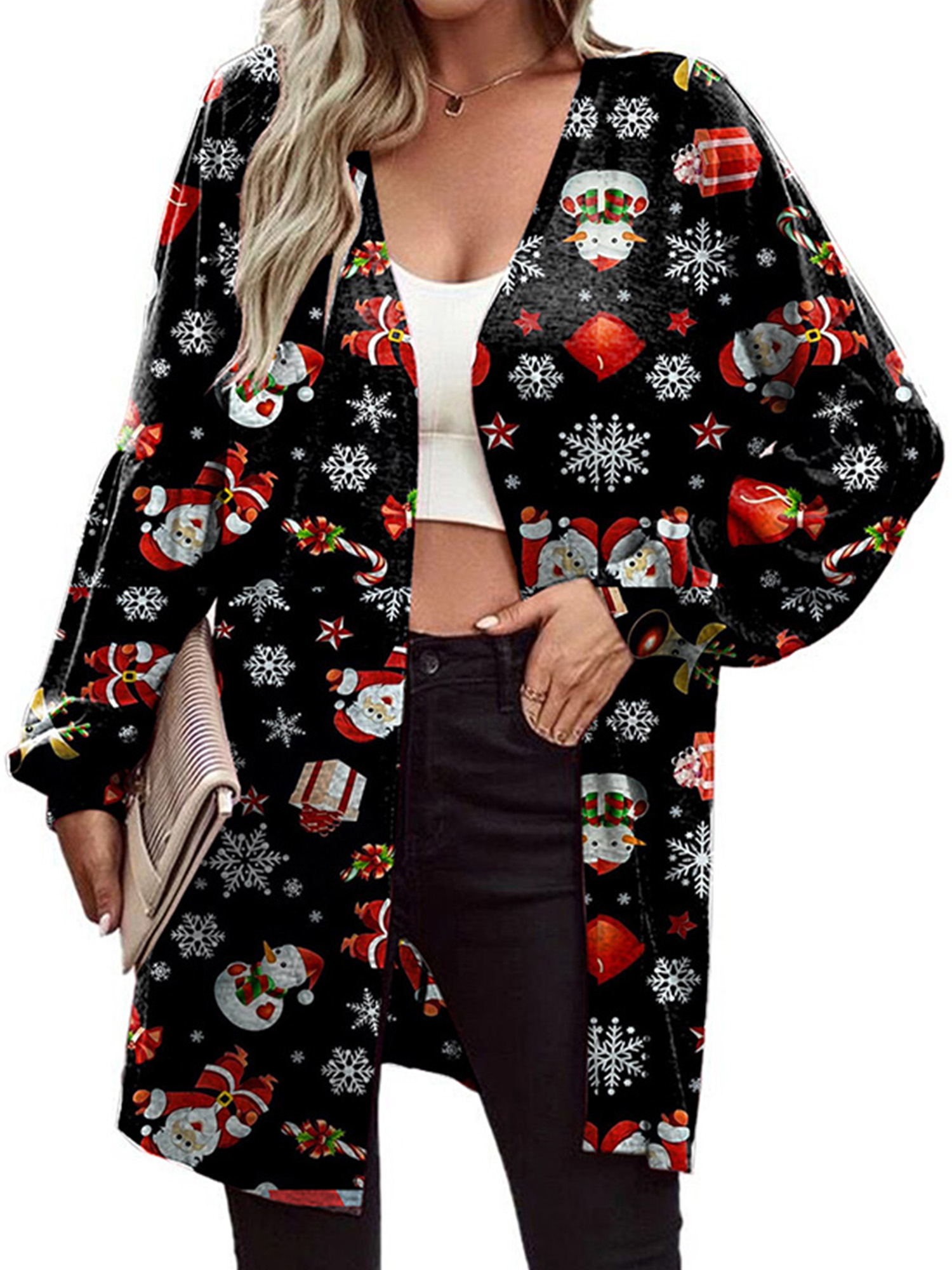 Capreze Christmas Cardigan for Women Long Sleeve Xmas Cardigans Ladies