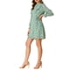 thumbnail image 4 of INSPIRE CHIC Women's Floral Tie Waist Long Sleeve Ruffle Chiffon Dress XL Green, 4 of 7