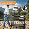 thumbnail image 2 of Chariot pour Gril, Support de Four à Pizza, Station de Préparation de bbq Extérieure avec Rangement, Roue, Dessus de Table en Acier Noir, 2 of 7