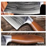 WXCOO 1pc,Kitchen Knife Stainless Steel 8 Inch Forged Kitchen Knife Sharp Bone Chopping Knife Damascus Pattern Meat Fish Slicing Knife Butcher Knife Cooking Tools