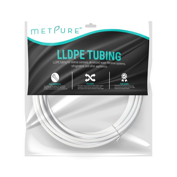 Metpure 1/4" NSF Certified 25 Feet Length LLDPE Tubing for Reverse Osmosis De-ionized Water Filtration Systems, Refrigerators, and Other Appliances (1/4", 25', White)