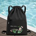 thumbnail image 1 of Women Drawstring Backpack with Zipper Pocket Floral Print Backpack Yoga Backpack, 1 of 7