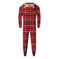 thumbnail image 6 of Odeerbi Christmas Onesie Pajamas for Family Holiday Sleep Jumpsuit Long Sleeve Family Christmas Pajamas Matching Sets Dad Fashion Lattice Print Plush Jumpsuit Sleepwear PJs Set Red, 6 of 6