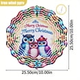 thumbnail image 2 of HELLOYOUNG 10 Inch 3D Wind Spinner Wind Chime, Colorful Owl Christmas Wreath 360° Rotating, Outdoor Garden Decor Holiday Gift for All Season Easy Install, 2 of 8