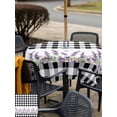 thumbnail image 4 of Outdoor Tablecloth with Umbrella Hole and Zipper, Purple Lavenders Square Table Cloth 60x60 Inch Waterproof Tablecloth, Spring Floral Black Plaid Farmhouse Picnic Table Cover for Patio Camping, 4 of 7