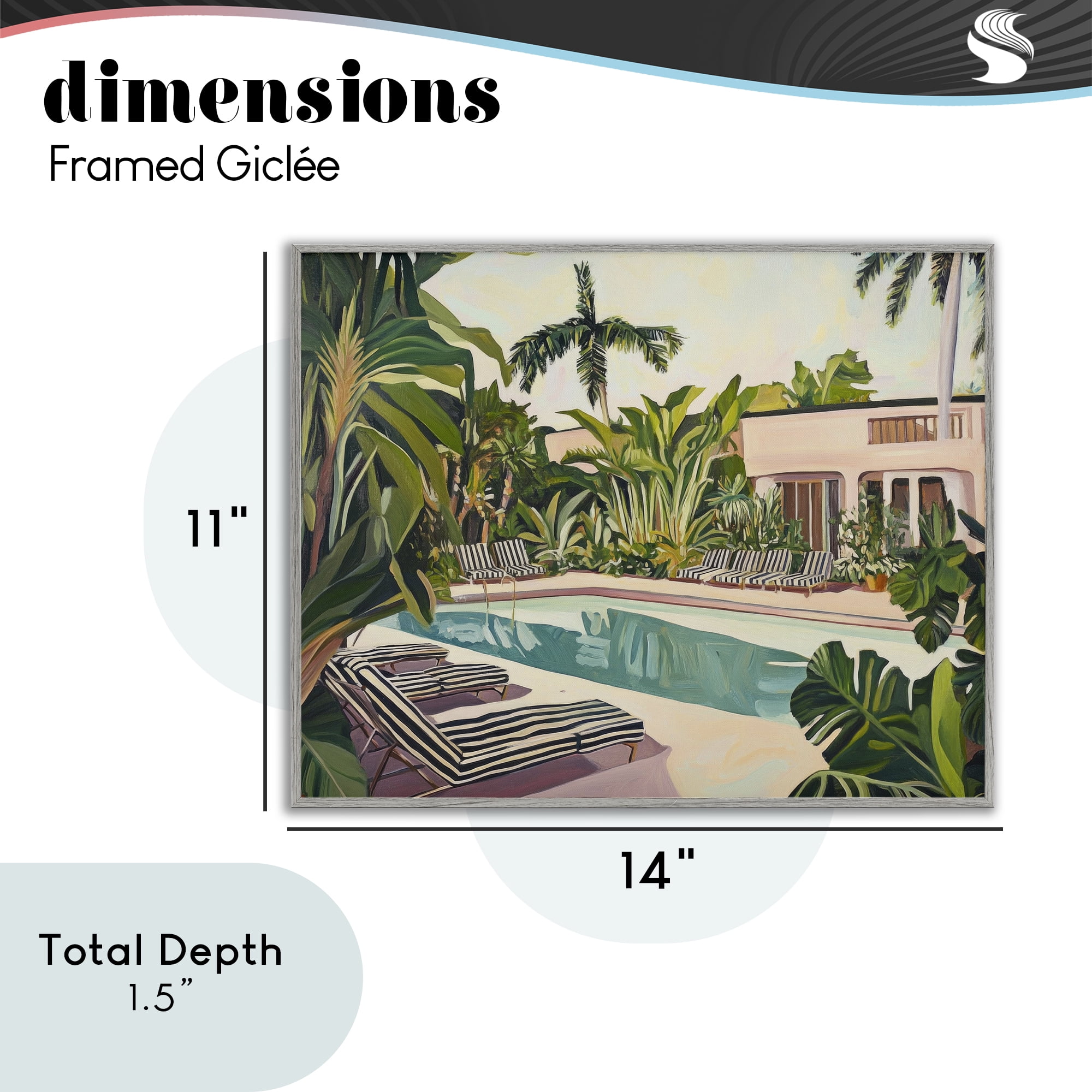 Stupell Industries Poolside Resort Lounge Chairs Gray Framed Giclee Art, design by Sisi and Seb