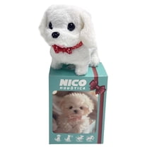 My Realistic Robot Puppy - Realistic Plush Electronic Puppy Toy, Interactive Stuffed Dogs for Sitting, Barking, Walking and Running(White)