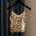 thumbnail image 2 of BYHONG Women's Sequin Fish Scale Tank Top V-Neck Spaghetti Strap Vest, Shiny Womens Blouses & Party Wear Sleeveless Top Gold One Size, 2 of 3