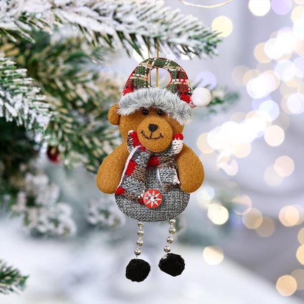 Christmas Four Hanging Ornament 1 Pcs Santa Claus Snowman Long Bead Legs Pendant Xmas Decoration Holiday Party Door Wall Window Home Kitchen Office Table