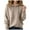 Beige, variant on Women's Sweater Hoodie 2025 Fall Winter Long Sleeve Trendy Solid Color Knit Hooded Sweatshirt Pullover Top