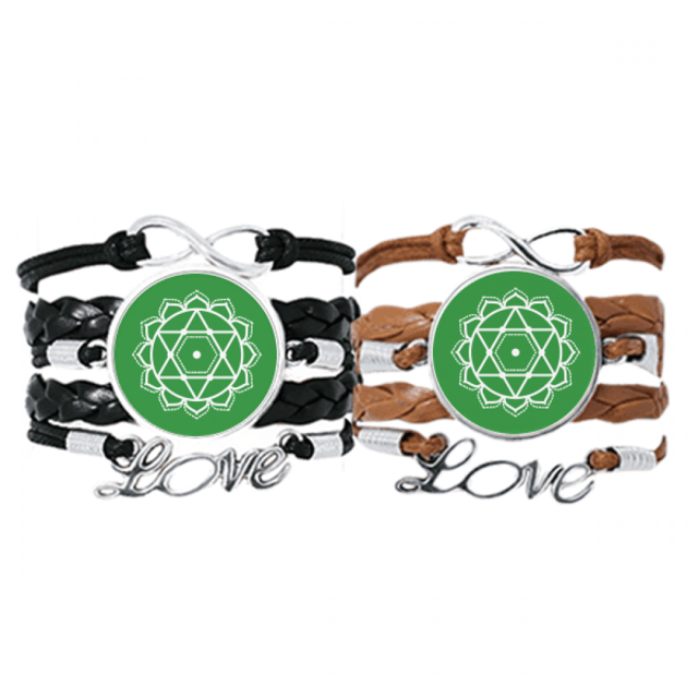 Patron de flor símbolo de estrella de geometría Pulsera pareja de cuerdas de cuero Unbranded M