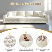 Homy Casa 102.4 Modular Corduroy Sofa, 4-Seat Deep Cloud Couch with Convertible Chaise, Beige