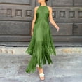 thumbnail image 2 of Sexlip Women Vintage Flapper Dresses 1920s Great Gatsby Halter Fringed Maxi Dress Tassels High Split Formal Dress Green XL, 2 of 9