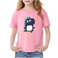 thumbnail image 2 of Avrnliq Girls Pink Cartoon Dinosaur T Shirt, 100% Cotton Relaxed Fit Crewneck Tee, Fade-Resistant Skin-Friendly Top for School & Play, Sizes 2-13 Years,Size 5-6 T, 2 of 6