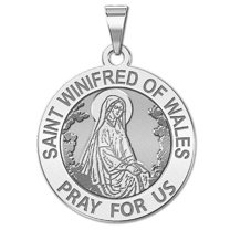 Picturesongold.Com Saint Winifred of Wales Religious Medal Female Adult - 2/3 inch Sterling Silver