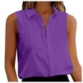 thumbnail image 1 of Women Sleeveless Button Down Shirts Chiffon V Neck Loose For Work Casual, 1 of 6
