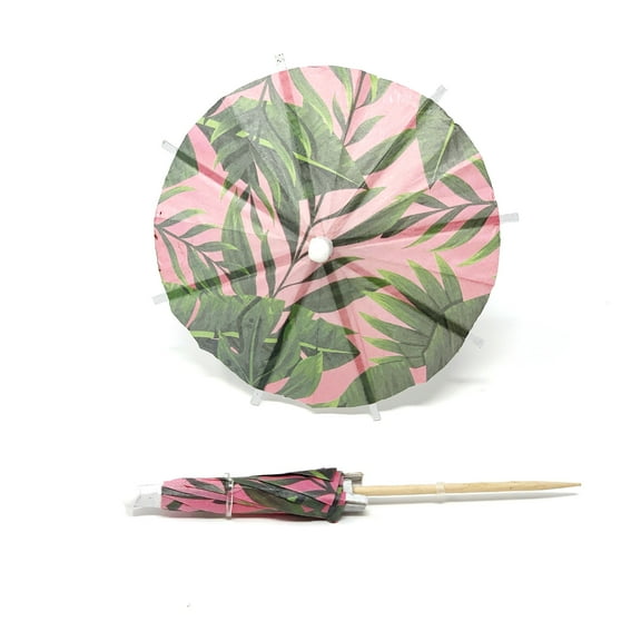 Pink Palm Paper Umbrella: Tiki Luau Party Decor (20/Bag)