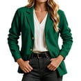 thumbnail image 2 of Chiccall Women’s Sweatshirt Blazer Jacket, Long Sleeve Lapel Shoulder Pads Lined Office Casual Sport Coat with Pockets, Loose Fit Work Outerwear for Daily Business, 2 of 9