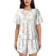 thumbnail image 1 of Fotbe Sea Animals Conjunto de Pijama Estampado para Mujer, 2 Piezas, Ropa de Dormir con Camiseta de Manga Corta y Shorts Suaves-Large, 1 of 6