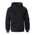 thumbnail image 5 of yuCgh Men's Fuzzy Fleece Hoodie, Oversized Cozy Warm Hooded Sweatshirt with Pocket, Winter Outerwear Pullover for Cold Weather Comfort and Style,Black L, 5 of 6