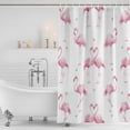 thumbnail image 2 of Pink Flamingo Shower Curtain Set - 48" x 72" Washable Bathtub Curtain with 12 Hooks, Summer Tropical Animals Waterproof Fabric Stall Shower Curtains for Bathroom/Bathtub Décor, 2 of 6