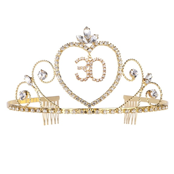 DECORNIJIA Elegant Headwear Birthday Crown Golden 1Set