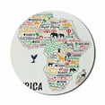 thumbnail image 1 of Saying Mouse Pad for Computers, Colorful Lettering of Countries in Continent with Animals Art Print, Round Non-Slip Thick Rubber Modern Gaming Mousepad, 8" Round, Multicolor, by Ambesonne, 1 of 2