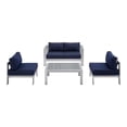 thumbnail image 1 of Modway Shore Sunbrella 4-piece Fabric Outdoor Patio Set in Silver/Navy, 1 of 11