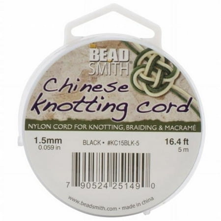 UPC: 0790524251490 | Beadsmith KC15-BLK-5 Chinese Knotting Cord 1.5mm 16.4 Feet/Spool-Black