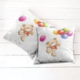 thumbnail image 6 of Ambesonne Colorful Throw Pillow Cover 2 Pack, Teddy Bear with Baloon, 20", Multicolor, 6 of 7