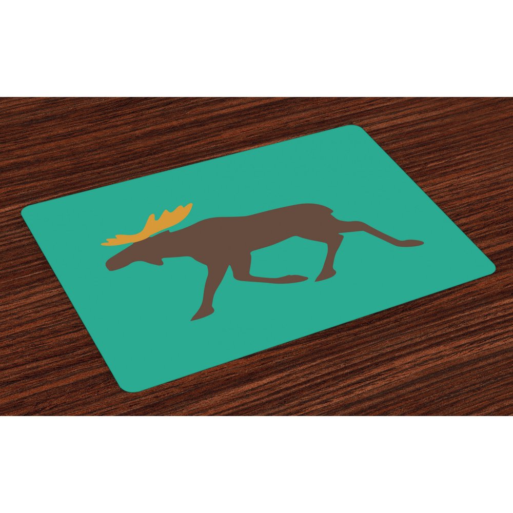 Moose Placemats Set of 4 Moose with Antlers Illustration Deer Family