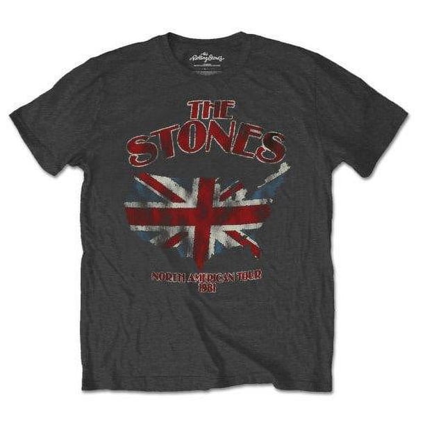 The Rolling Stones - Camiseta US Map Bandera de Reino Unido para Adultos Unisex (Gris Carbón)