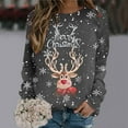 thumbnail image 1 of Chandail Sans Capuche Décontracté à Manches Longues et Col Rond pour Femmes, Imprimé de Noël Automne Hiver, 1 of 5